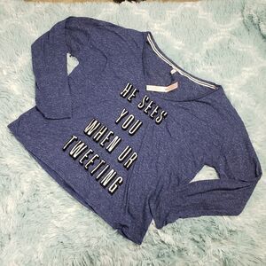 Victoria's Secret Pajama White & Blue Sleep Shirt